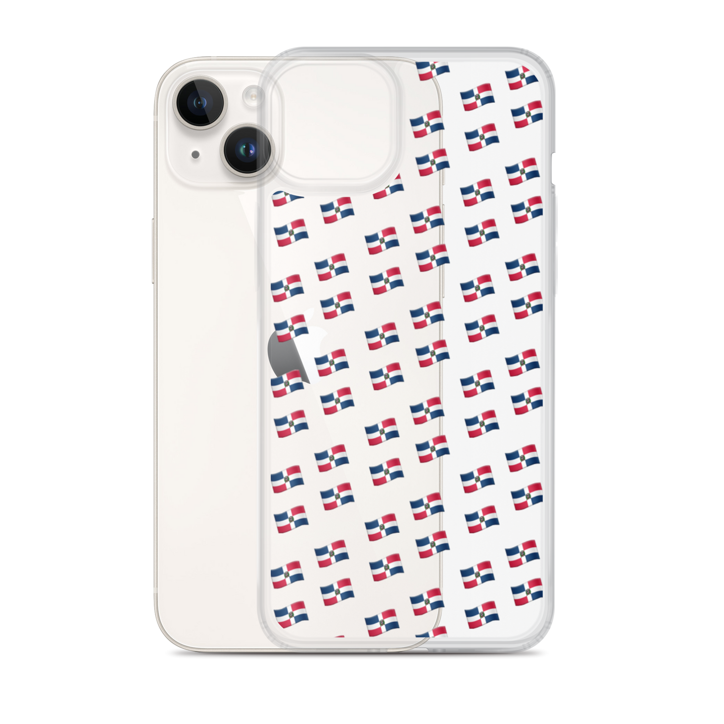 All-Over Emoji República Dominicana Flag iPhone Case (Transparent)