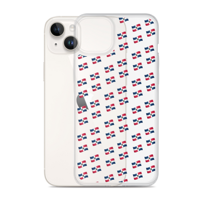 All-Over Emoji República Dominicana Flag iPhone Case (Transparent)