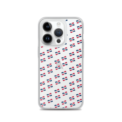 All-Over Emoji República Dominicana Flag iPhone Case (Transparent)