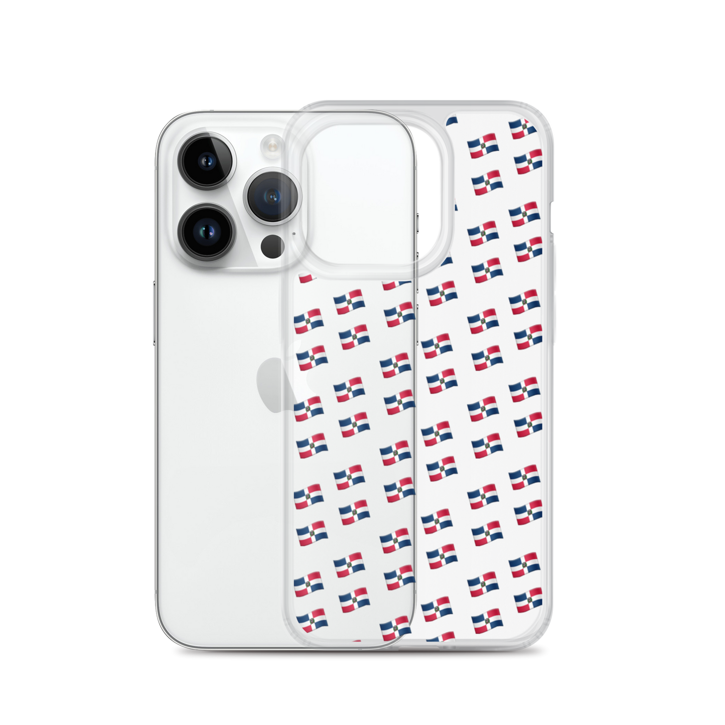 All-Over Emoji República Dominicana Flag iPhone Case (Transparent)