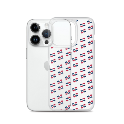 All-Over Emoji República Dominicana Flag iPhone Case (Transparent)