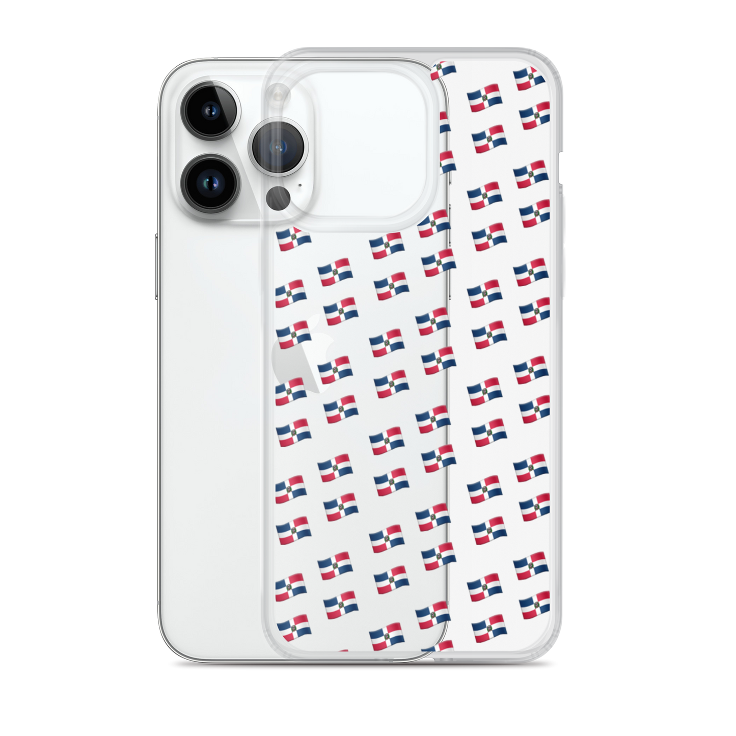 All-Over Emoji República Dominicana Flag iPhone Case (Transparent)