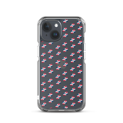 All-Over Emoji República Dominicana Flag iPhone Case (Transparent)