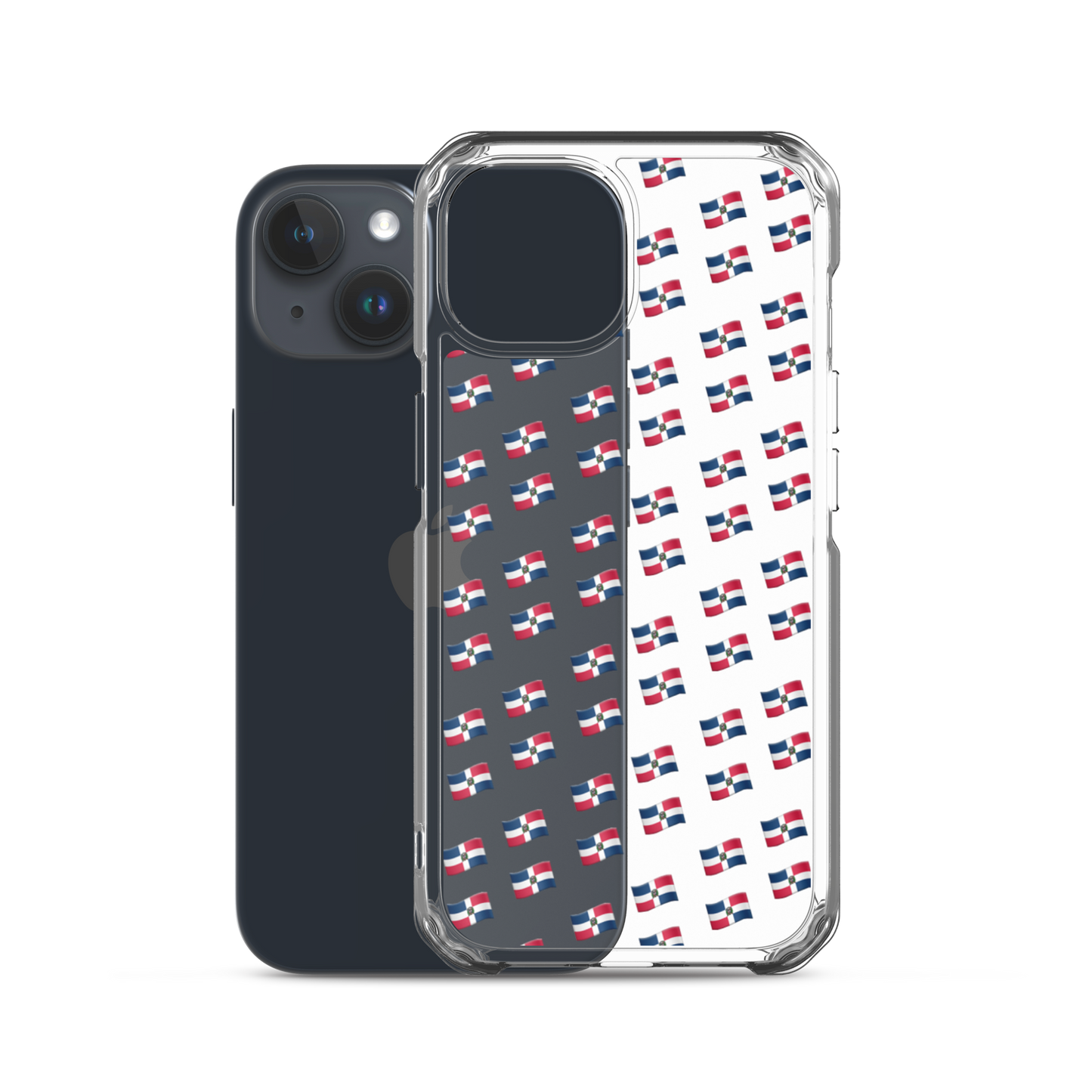 All-Over Emoji República Dominicana Flag iPhone Case (Transparent)