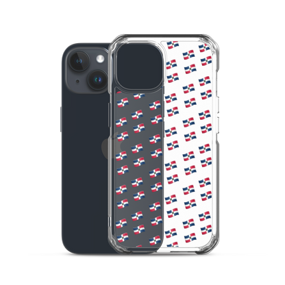 All-Over Emoji República Dominicana Flag iPhone Case (Transparent)