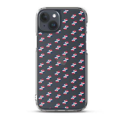 All-Over Emoji República Dominicana Flag iPhone Case (Transparent)