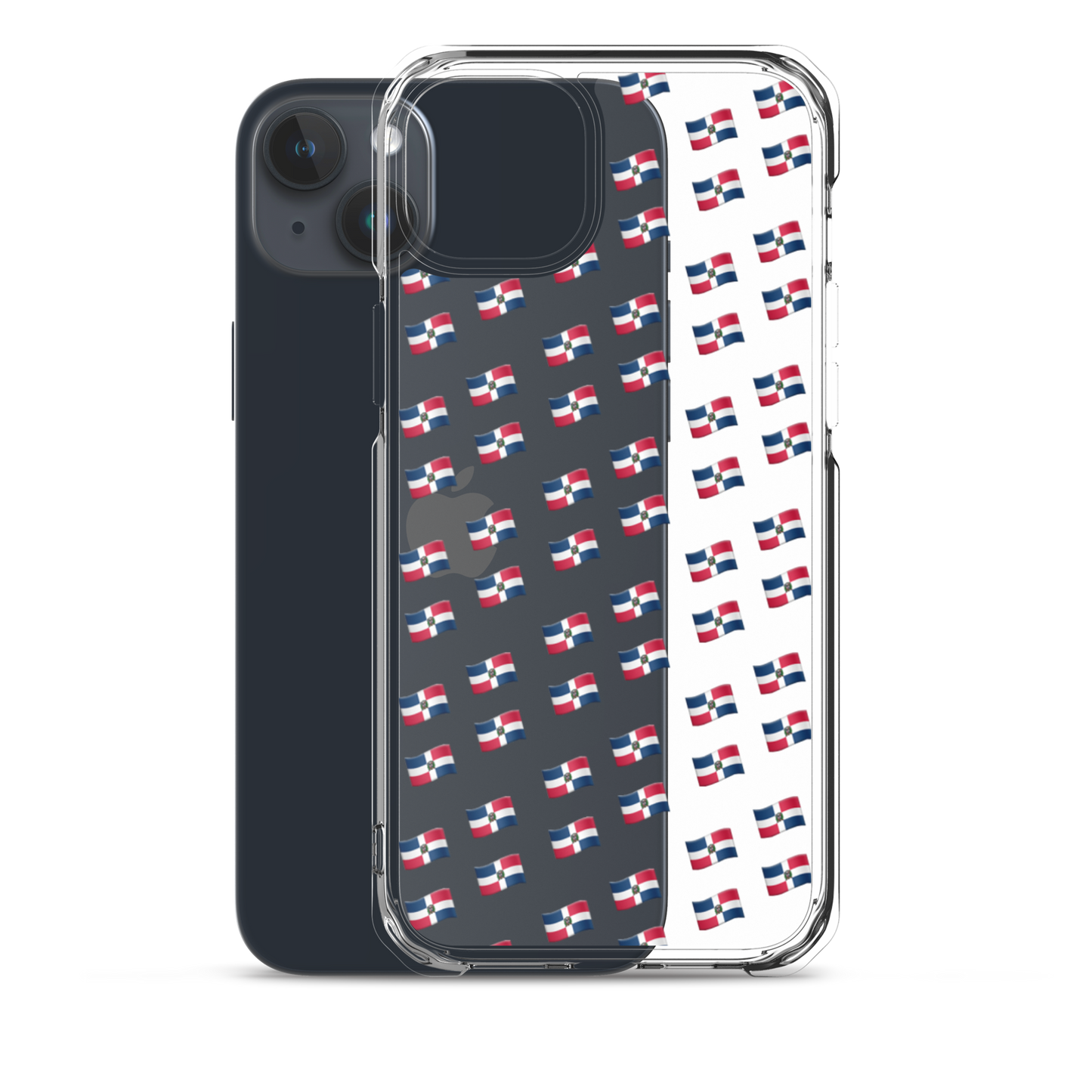 All-Over Emoji República Dominicana Flag iPhone Case (Transparent)