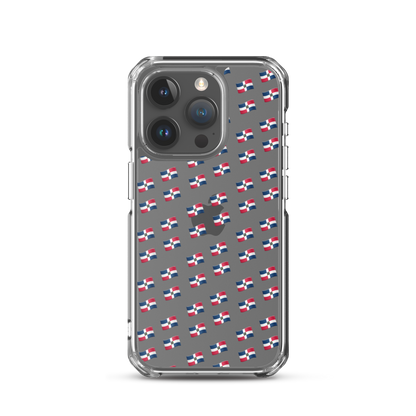 All-Over Emoji República Dominicana Flag iPhone Case (Transparent)