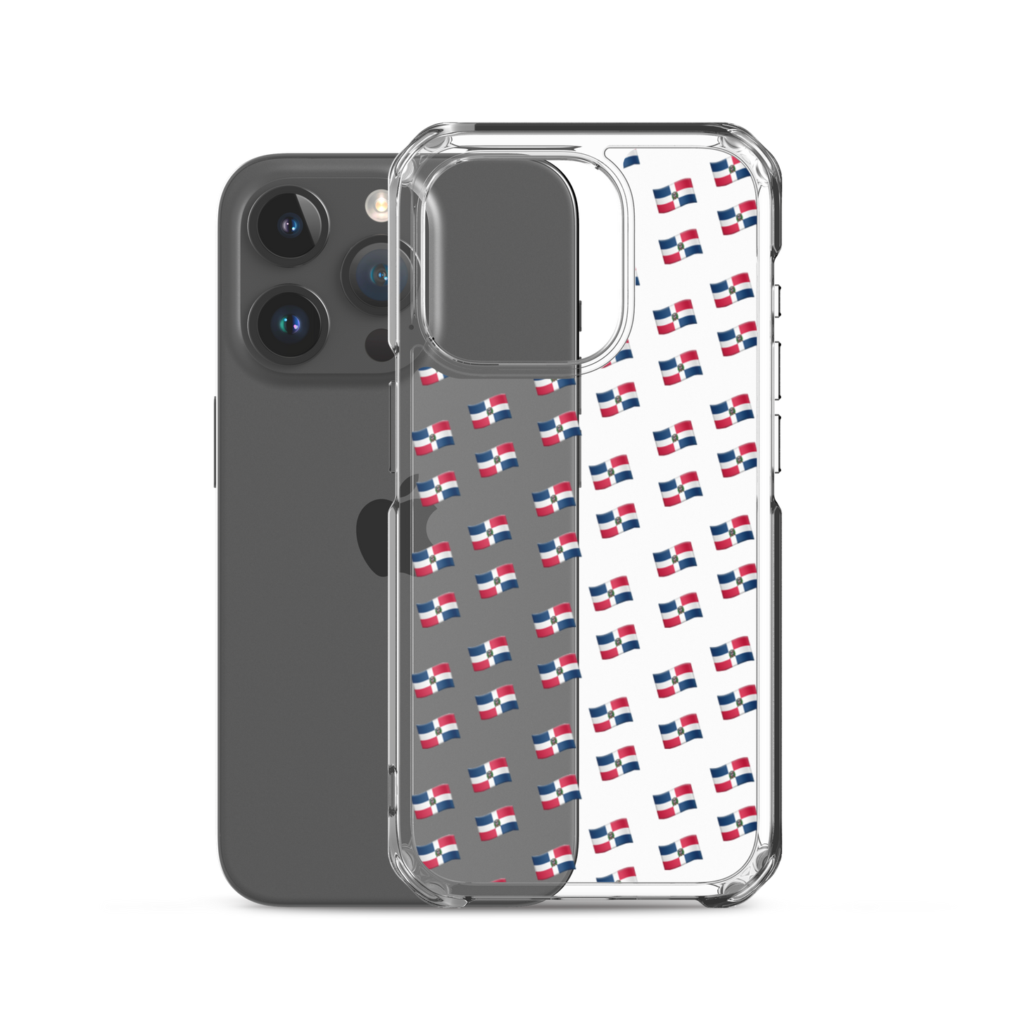 All-Over Emoji República Dominicana Flag iPhone Case (Transparent)