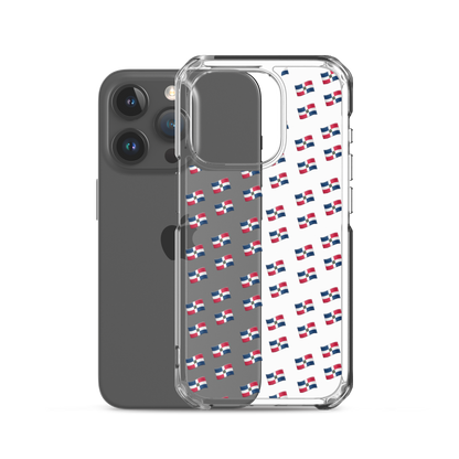 All-Over Emoji República Dominicana Flag iPhone Case (Transparent)