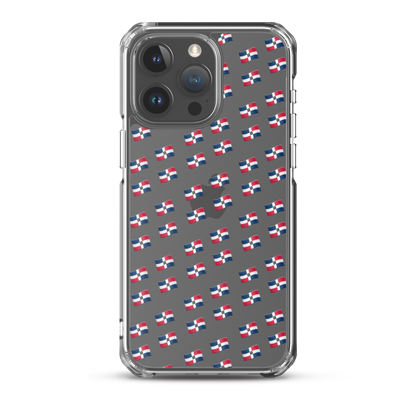 All-Over Emoji República Dominicana Flag iPhone Case (Transparent)