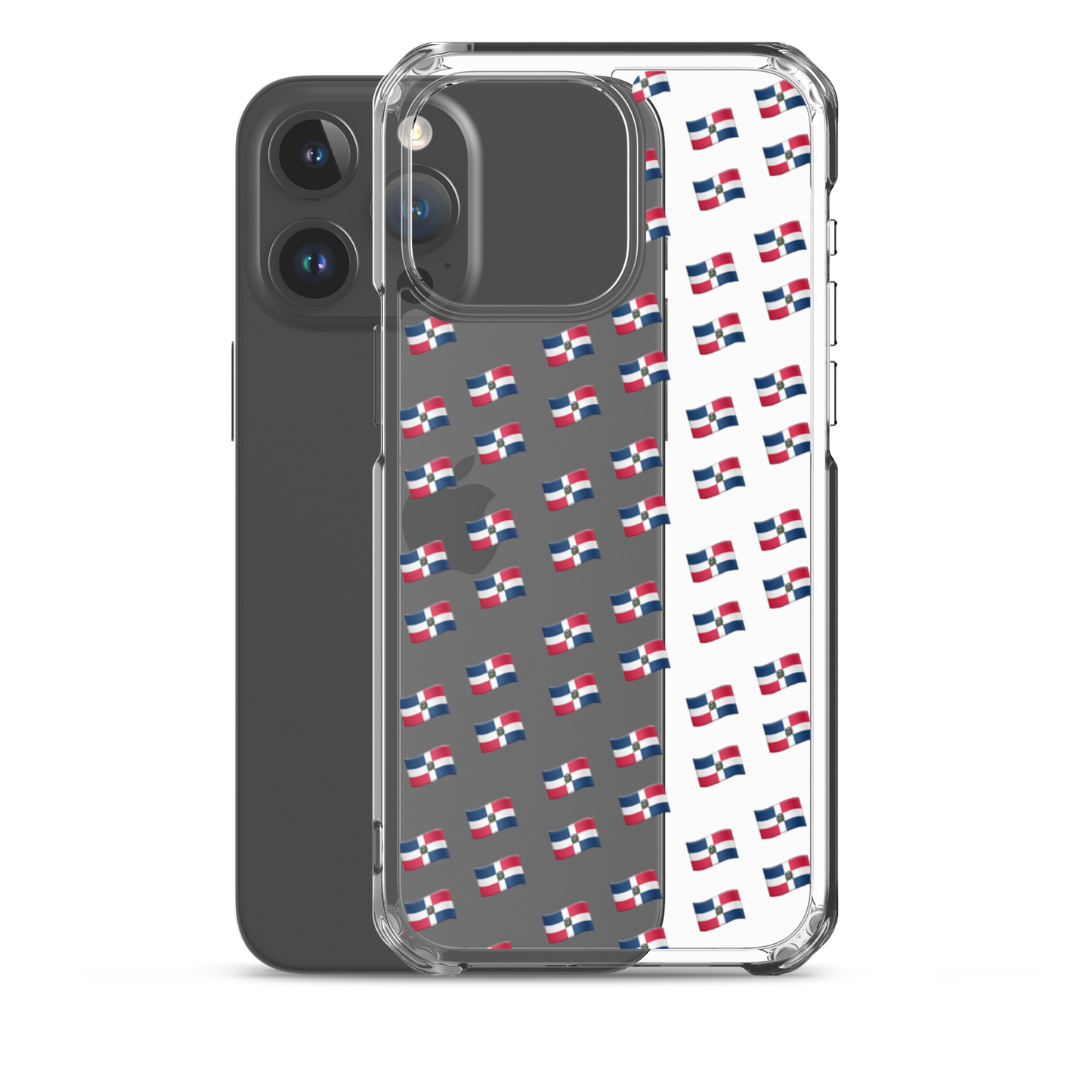 All-Over Emoji República Dominicana Flag iPhone Case (Transparent)