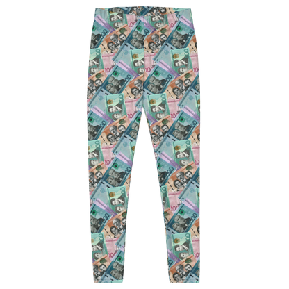 Dominican Pesos All-Over Print Leggings  - 2020 - DominicanGirlfriend.com - Frases Dominicanas - República Dominicana Lifestyle Graphic T-Shirts Streetwear & Accessories - New York - Bronx - Washington Heights - Miami - Florida - Boca Chica - USA - Dominican Clothing