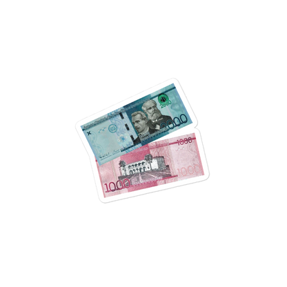1000 y 2000 Dominican Pesos Bubble-Free Stickers  - 2020 - DominicanGirlfriend.com - Frases Dominicanas - República Dominicana Lifestyle Graphic T-Shirts Streetwear & Accessories - New York - Bronx - Washington Heights - Miami - Florida - Boca Chica - USA - Dominican Clothing