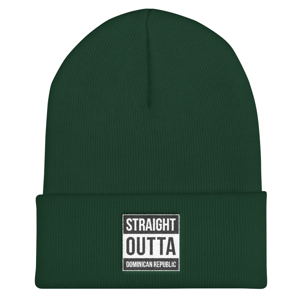Straight Outta Dominican Republic Cuffed Beanie  - 2020 - DominicanGirlfriend.com - Frases Dominicanas - República Dominicana Lifestyle Graphic T-Shirts Streetwear & Accessories - New York - Bronx - Washington Heights - Miami - Florida - Boca Chica - USA - Dominican Clothing