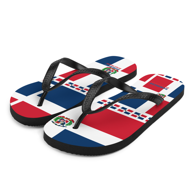 Dominican Republic Flag All-Over Collage Flip-Flops  - 2020 - DominicanGirlfriend.com - Frases Dominicanas - República Dominicana Lifestyle Graphic T-Shirts Streetwear & Accessories - New York - Bronx - Washington Heights - Miami - Florida - Boca Chica - USA - Dominican Clothing