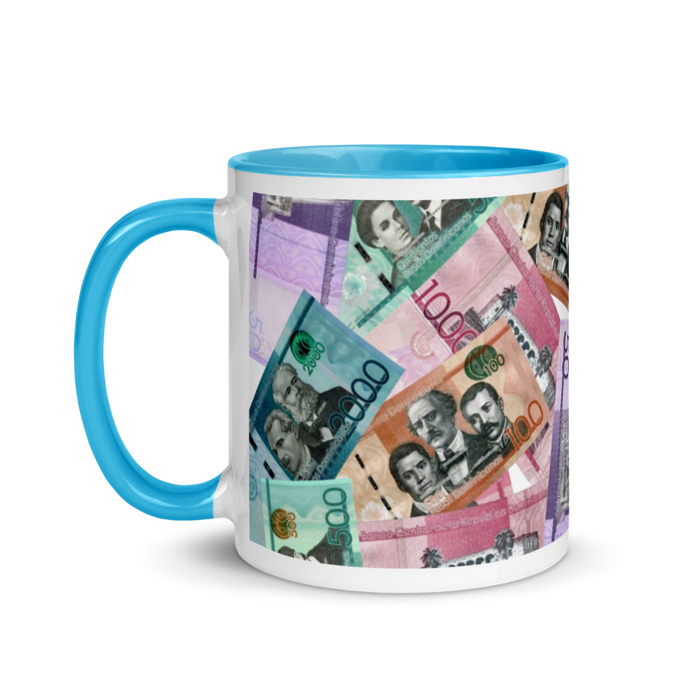 Dominican Pesos Mug with Color Inside  - 2020 - DominicanGirlfriend.com - Frases Dominicanas - República Dominicana Lifestyle Graphic T-Shirts Streetwear & Accessories - New York - Bronx - Washington Heights - Miami - Florida - Boca Chica - USA - Dominican Clothing
